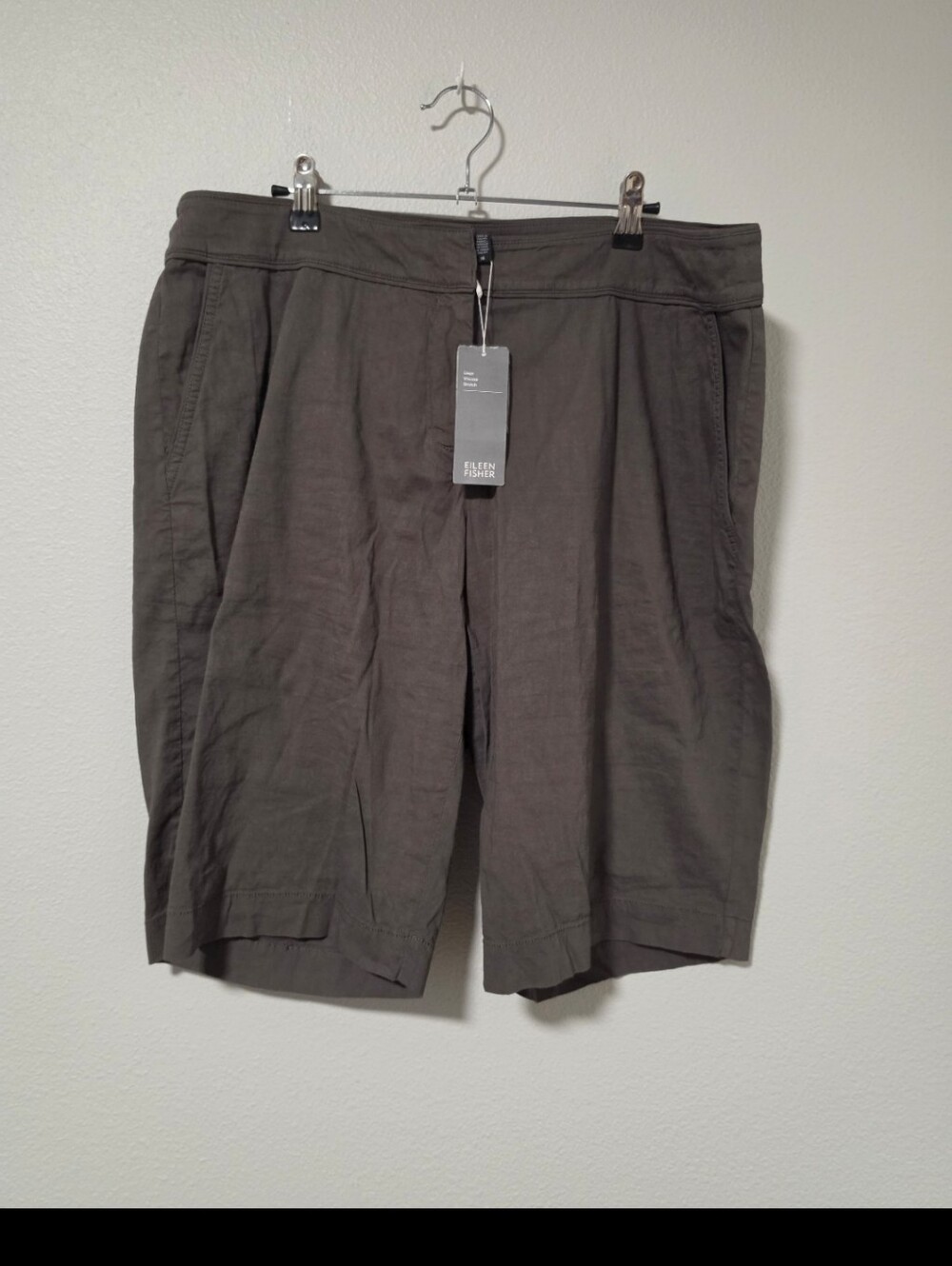 NWT Women's Eileen Fisher Organic Linen Viscose Stretch Walking Shorts Size 16